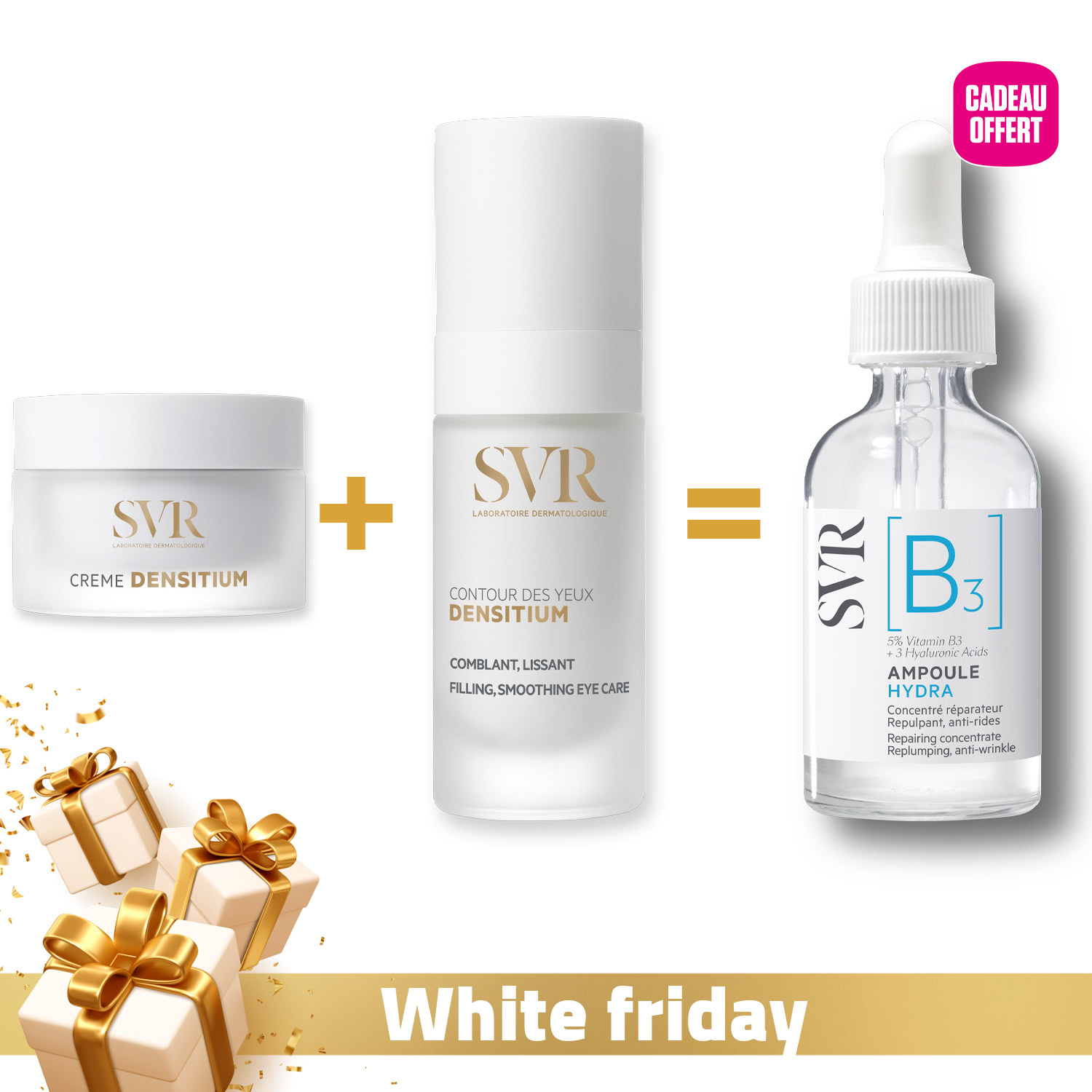 Svr densitium crème + contour yeux + sérum ampoule b3 hydra offert Svr densitium crème + contour yeux + sérum ampoule b3 hydra offert