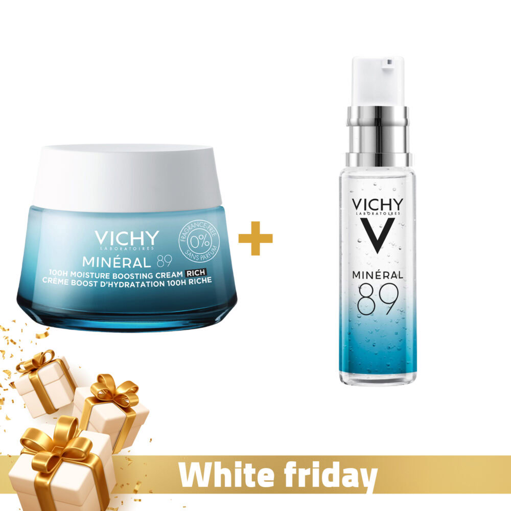 Vichy minéral 89 crème hydratante riche 50ml + minéral 89 booster sérum 10ml offert