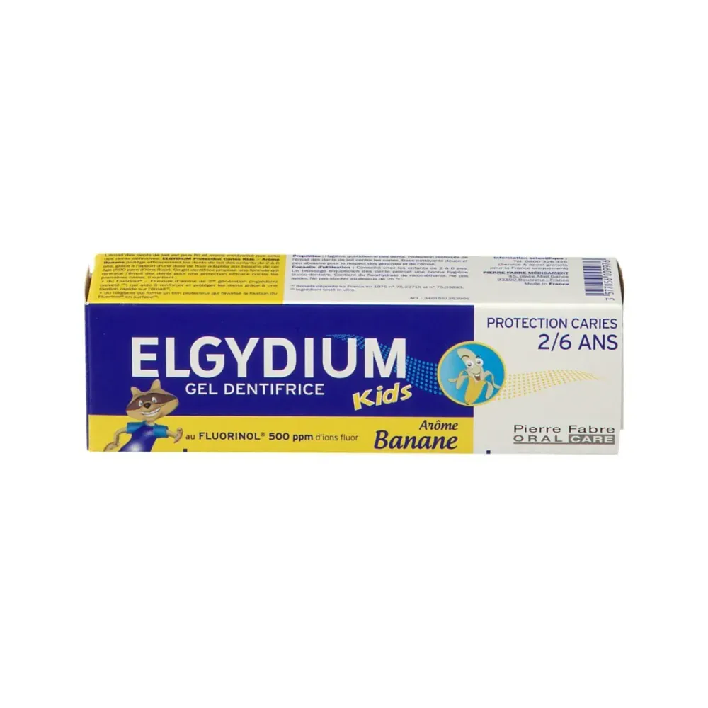 Elgydium kids gel dentifrice banane enfants de 2 à 6 ans 50ml