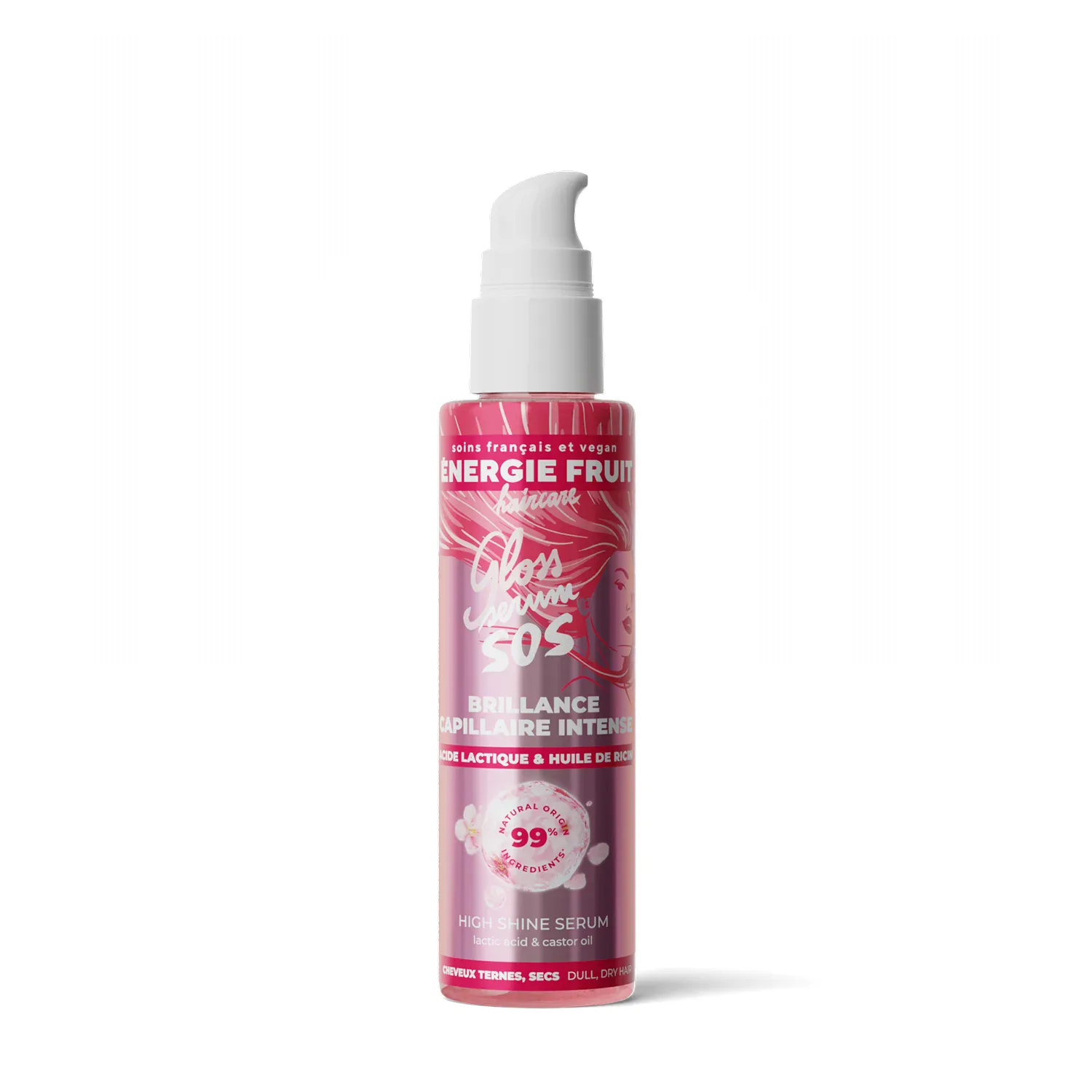 Energie fruit sérum capillaire sos gloss brillance intense acide lactic et huile de ricin 75ml Energie fruit sérum capillaire sos gloss brillance intense acide lactic et huile de ricin 75ml