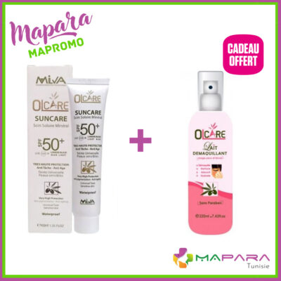 Olcare SunCare Écran Solaire Minéral Teinté SPF50+ 40ml + Lait Démaquillant 220ml Offert