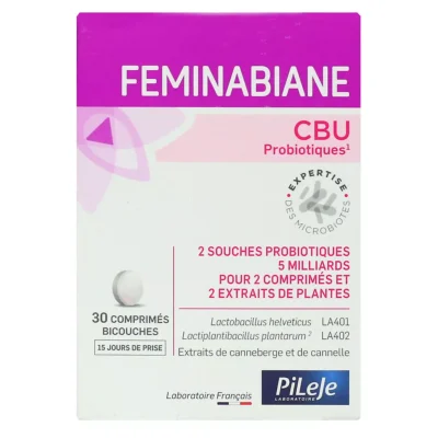 PiLeJe Féminabiane CBU Probiotiques Confort Urinaire et Intestinal 30 comprimés