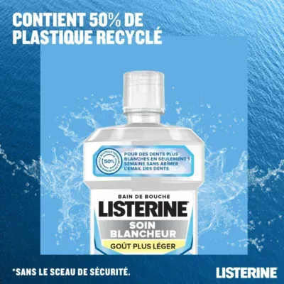 Listerine Bain de Bouche Soin Blancheur Goût Plus Léger 500ml