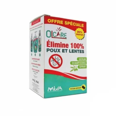 Olcare Coffret Anti Poux Serum + Shampoing + Spray + Peigne Offert