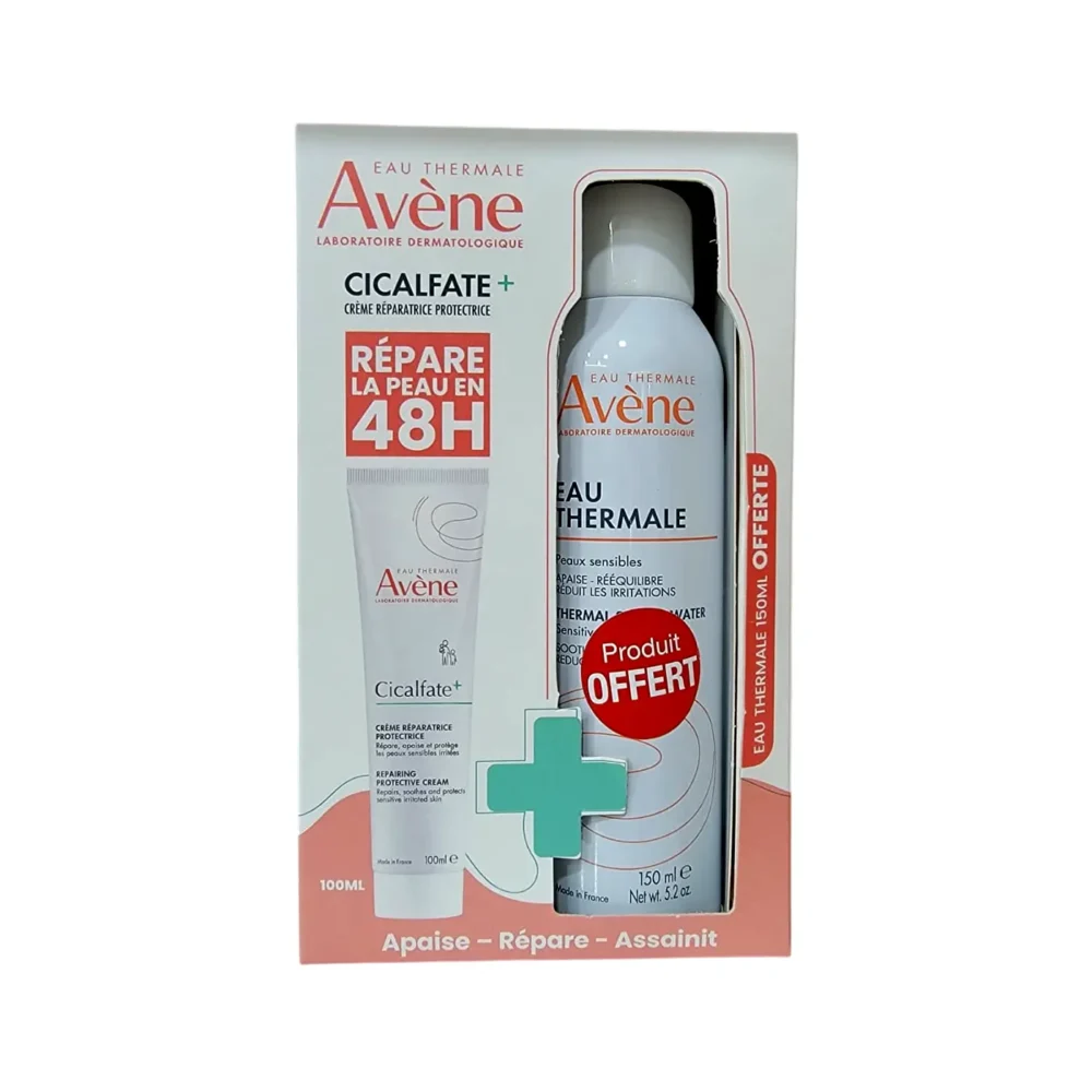 Avene coffret cicalfate+ crème réparatrice protectrice 100ml + eau thermale spray 150ml offert