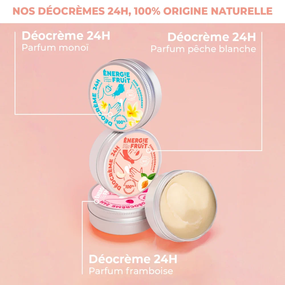 Energie fruit déocrème 48h parfum pêche blanche bio 45g