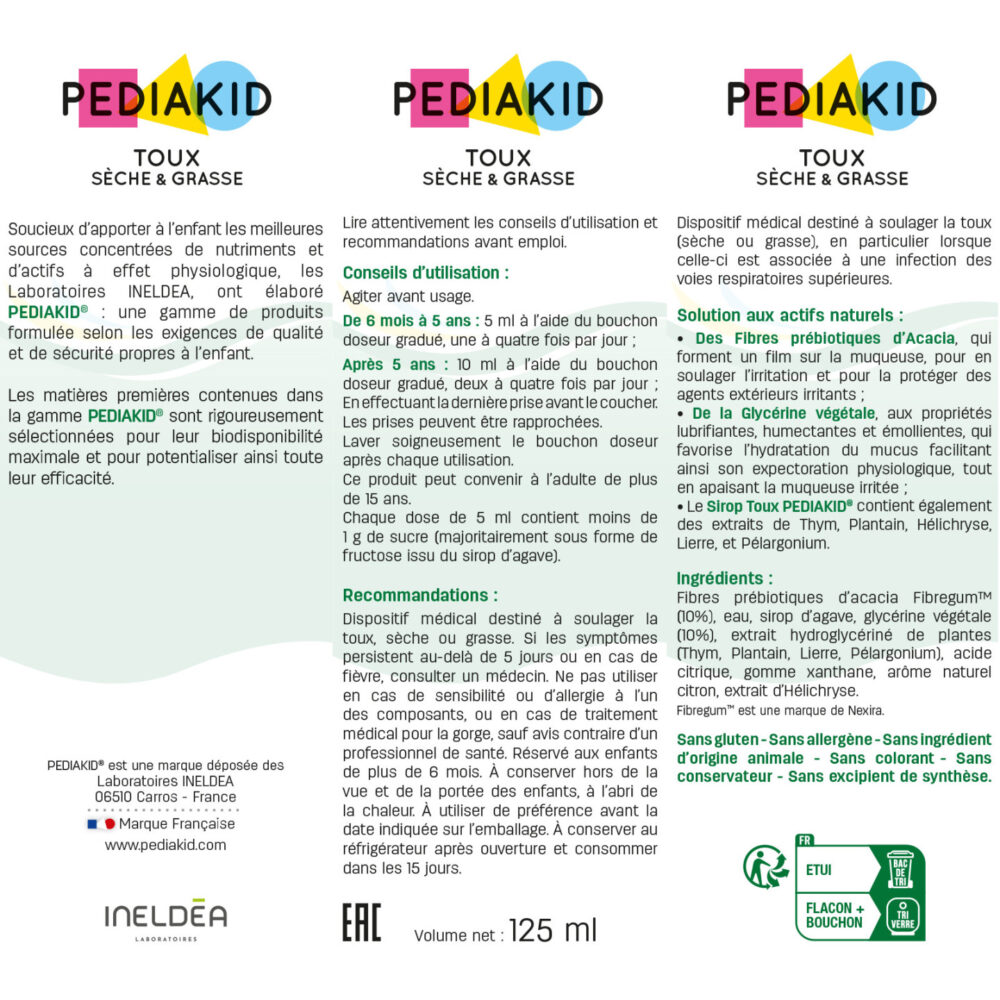 Pediakid toux sèche et grasse 125ml