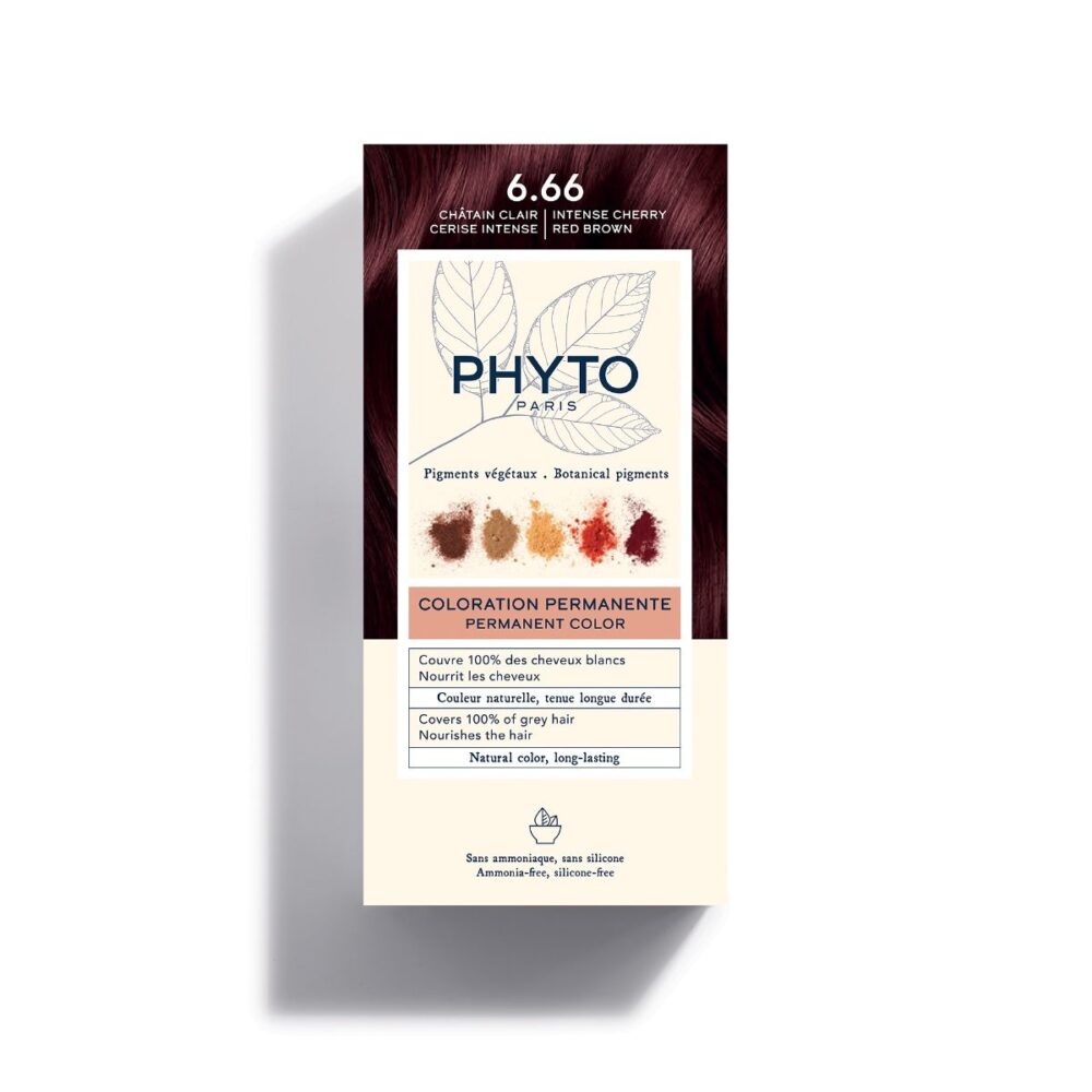 Phyto couleur coloration permanente 6. 66 châtain clair cerise intense