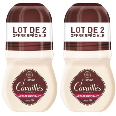 Roge Cavailles Absorb+ 48H Homme Anti-Transpirant Roll-On Lot de 2 x 50 ml