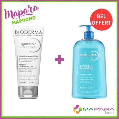 Bioderma pigmentbio sensitive areas soin eclaircissant cible 75ml + atoderm gel douche 500ml offert
