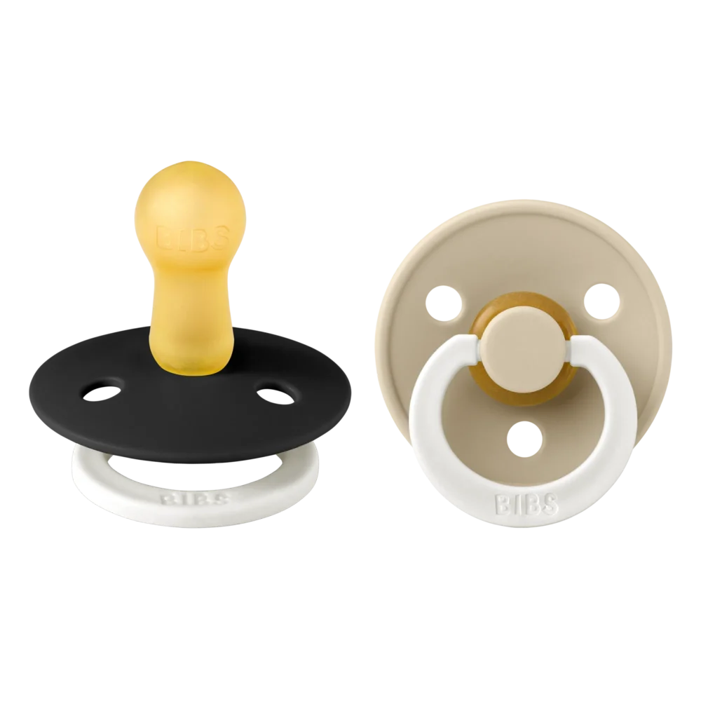 Bibs colour 2 sucettes taille 1 black glow - vanilla glow 0 à 6 mois