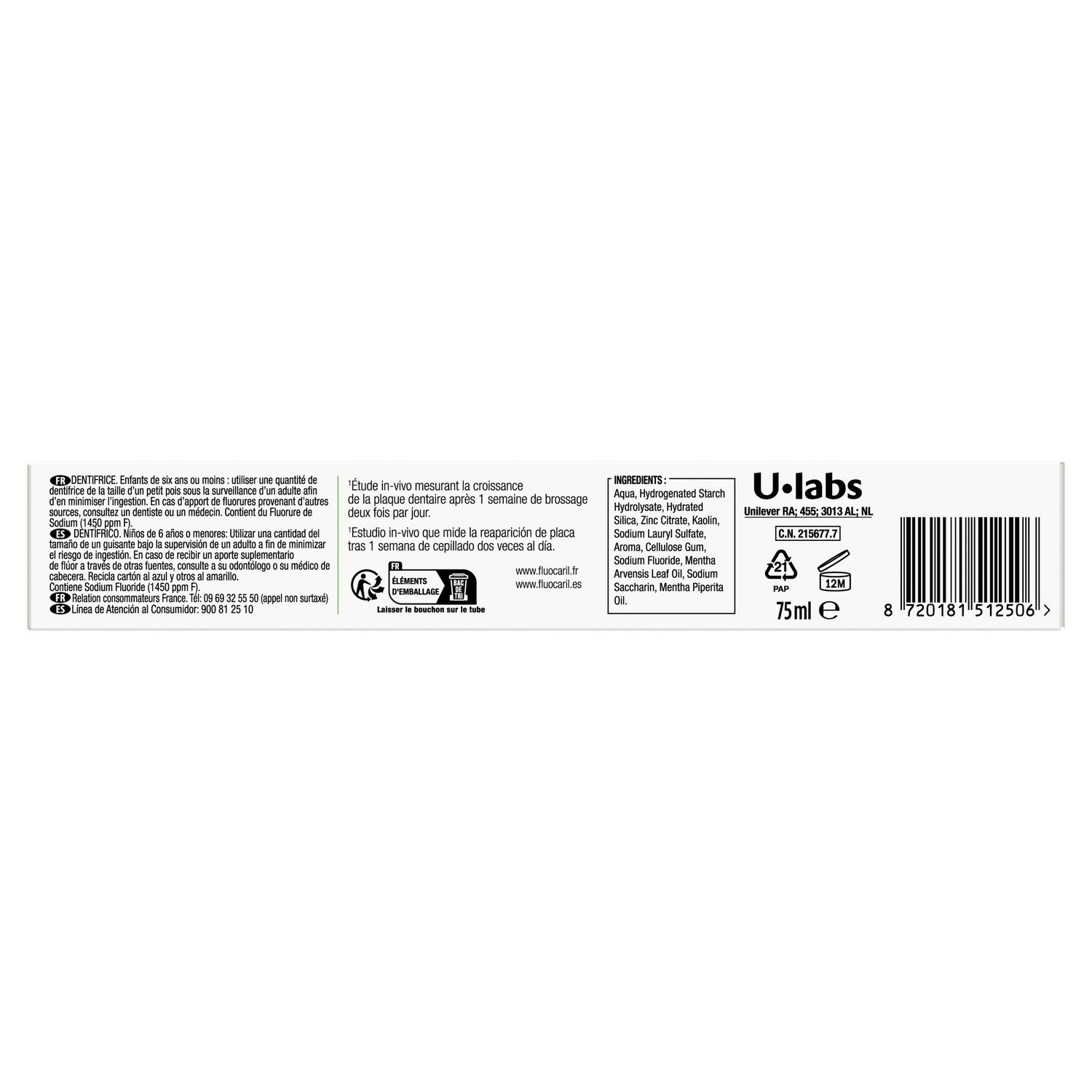 Fluocaril dentifrice protection complète blancheur 75ml Fluocaril dentifrice protection complète blancheur 75ml