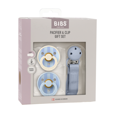 BIBS Coffret Cadeau Dusty Blue Latex 6 à 18 mois