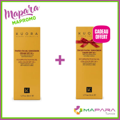 Kuora Écran SPF50+ Teinté Anti‑Taches Peaux Sensibles 50 ml – 1 acheté = 1 offert