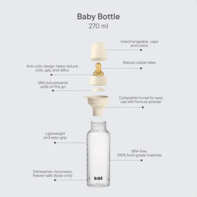 Bibs biberon débit lent pp sans bpa avec tétine en latex 0m+ baby blue 270ml Bibs biberon débit lent pp sans bpa avec tétine en latex 0m+ baby blue 270ml