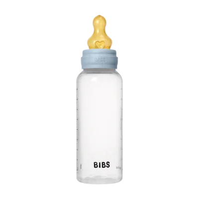BIBS Biberon Débit Lent PP sans BPA avec Tétine en Latex 0m+ Baby Blue 270ml