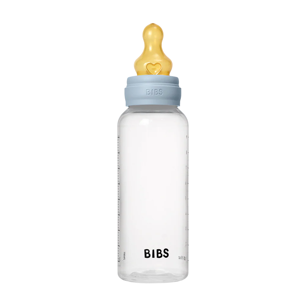 BIBS Biberon Débit Lent PP sans BPA avec Tétine en Latex 0m+ Baby Blue 270ml