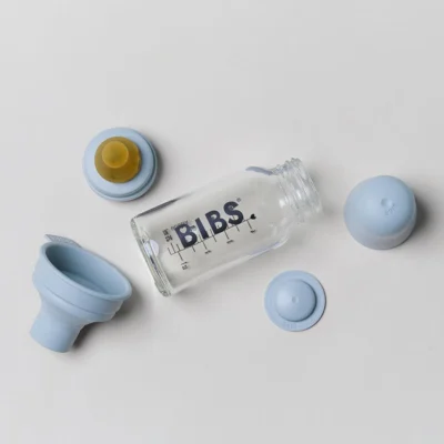 Bibs biberon en verre set complet débit lent baby blue 0 mois et + 110ml Bibs biberon en verre set complet débit lent baby blue 0 mois et + 110ml