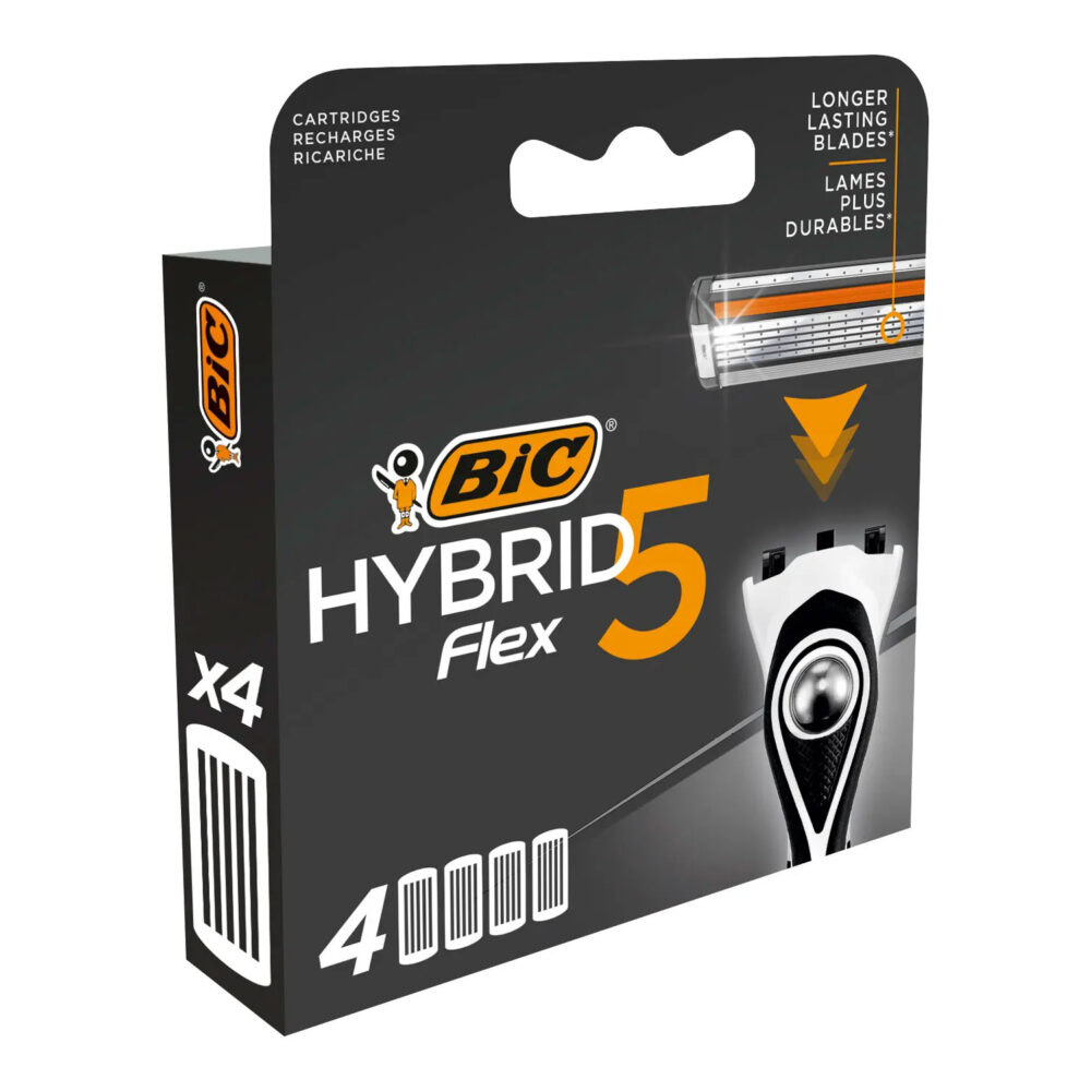 Bic recharges de lames de rasoir homme hybrid flex 5 4 piéces
