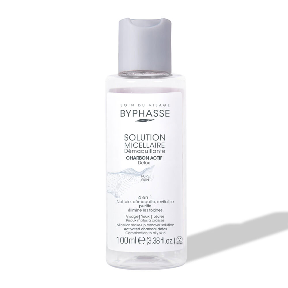 Byphasse solution micellaire démaquillante au charbon actif peaux grasses 100ml