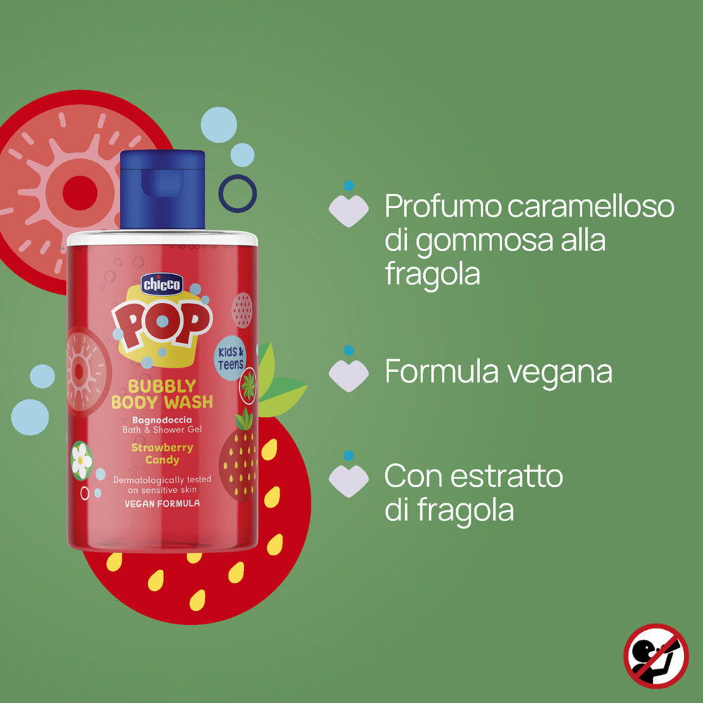 Chicco pop gel douche pétillant fraise bonbon 300ml