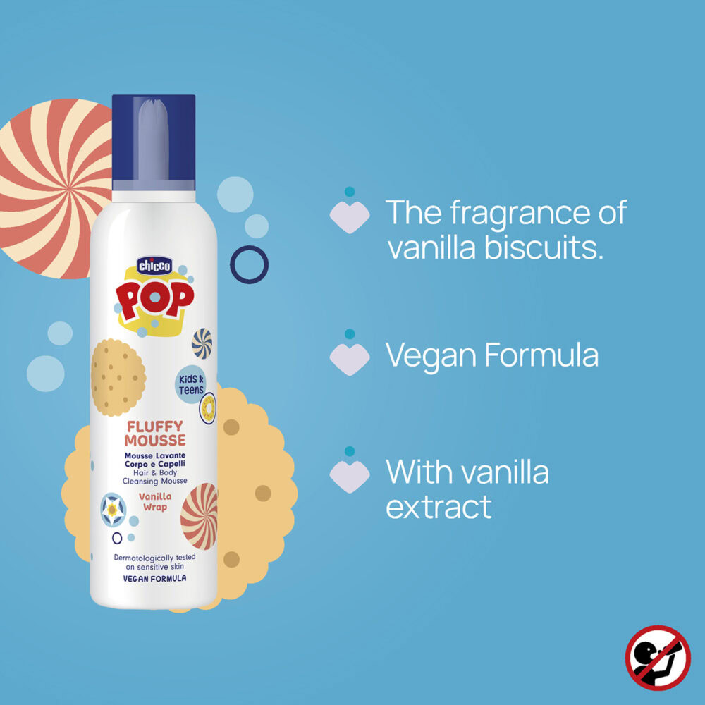 Chicco pop mousse fluffy cheveux et corps vanille 200ml
