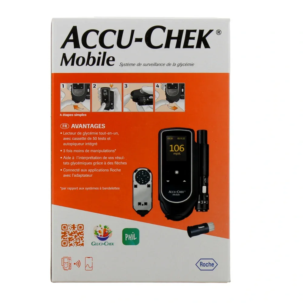 Accu chek mobile lecteur glycémie tout en un + autopiqueur fastclix