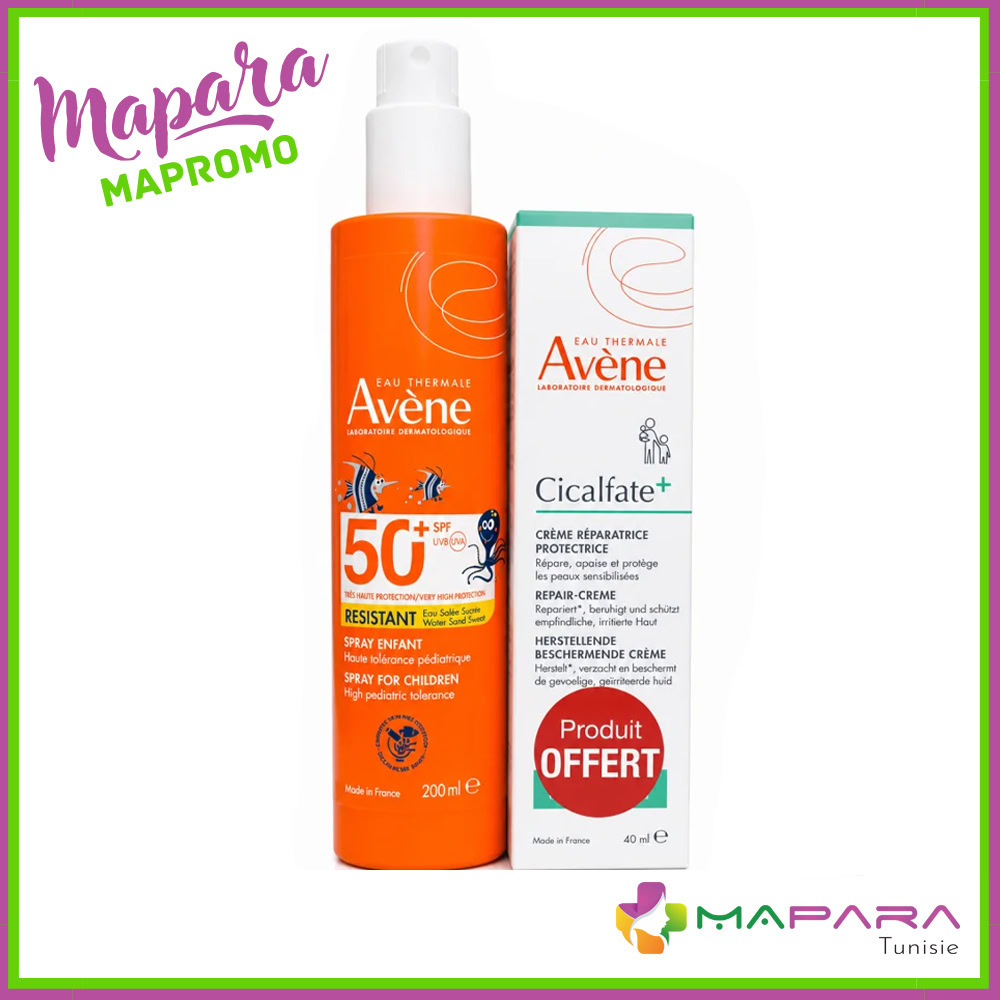 Avene Spray Solaire Invisible SPF 50+ Enfant 200ml + Cicalfate+ Crème Réparatrice 40ml Offerte - Avène