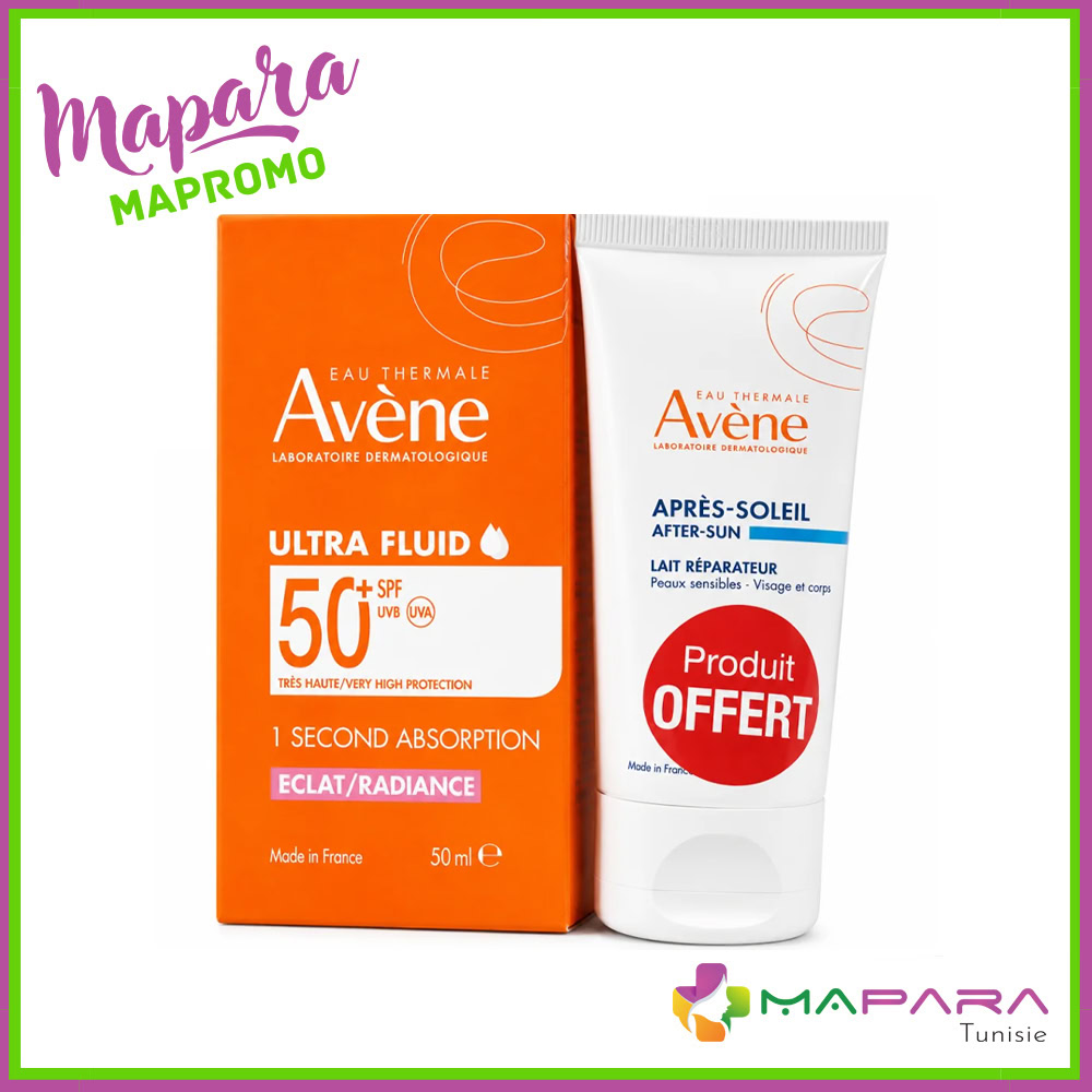 Avene Ultra Fluid Éclat Radiance SPF 50+ 50ml + Lait Après-Soleil 50ml Offert - Avène