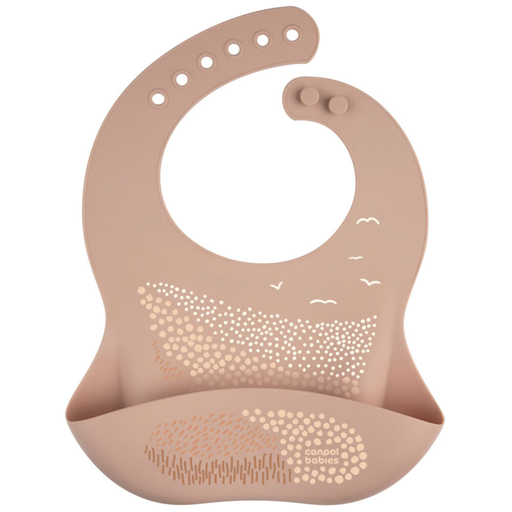 Canpol bavoir en silicone pour bébé avec poche 51/030 beige