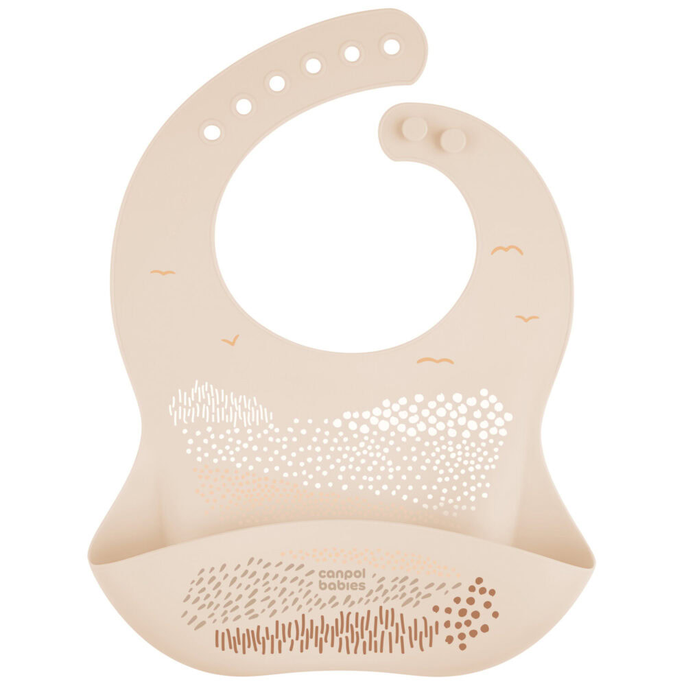 Canpol bavoir en silicone pour bébé avec poche 51/030 creme