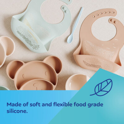 Canpol bavoir en silicone pour bébé avec poche 51/030 creme