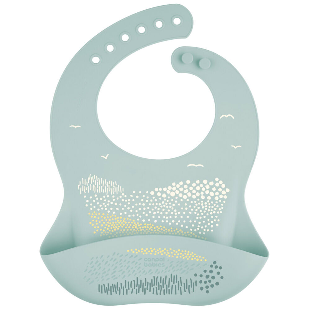 Canpol bavoir en silicone pour bébé avec poche 51/030 vert