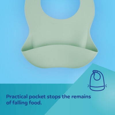 Canpol Bavoir en Silicone pour Bébé avec Poche 51/030 Vert