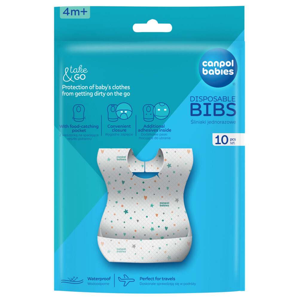 Canpol bavoirs jetables imperméables avec poche 1/800 lot de 10