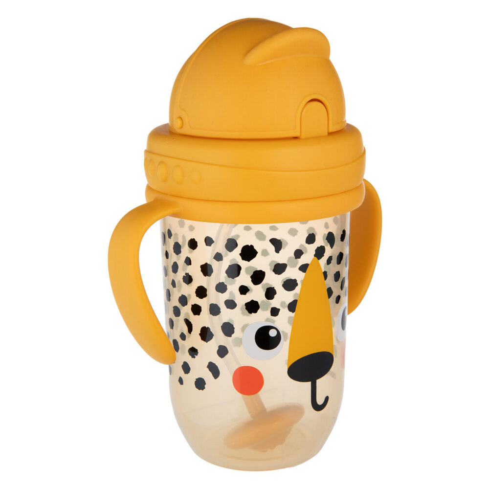 Canpol gobelet anti-fuites guépard avec paille lestée 56/617 270ml