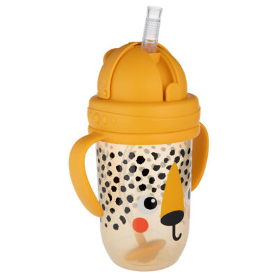 Canpol gobelet anti-fuites guépard avec paille lestée 56/617 270ml