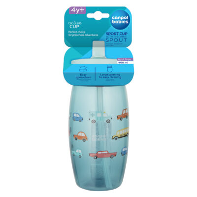 Canpol gobelet de sport pour bébés avec bec pliable cars 400ml
