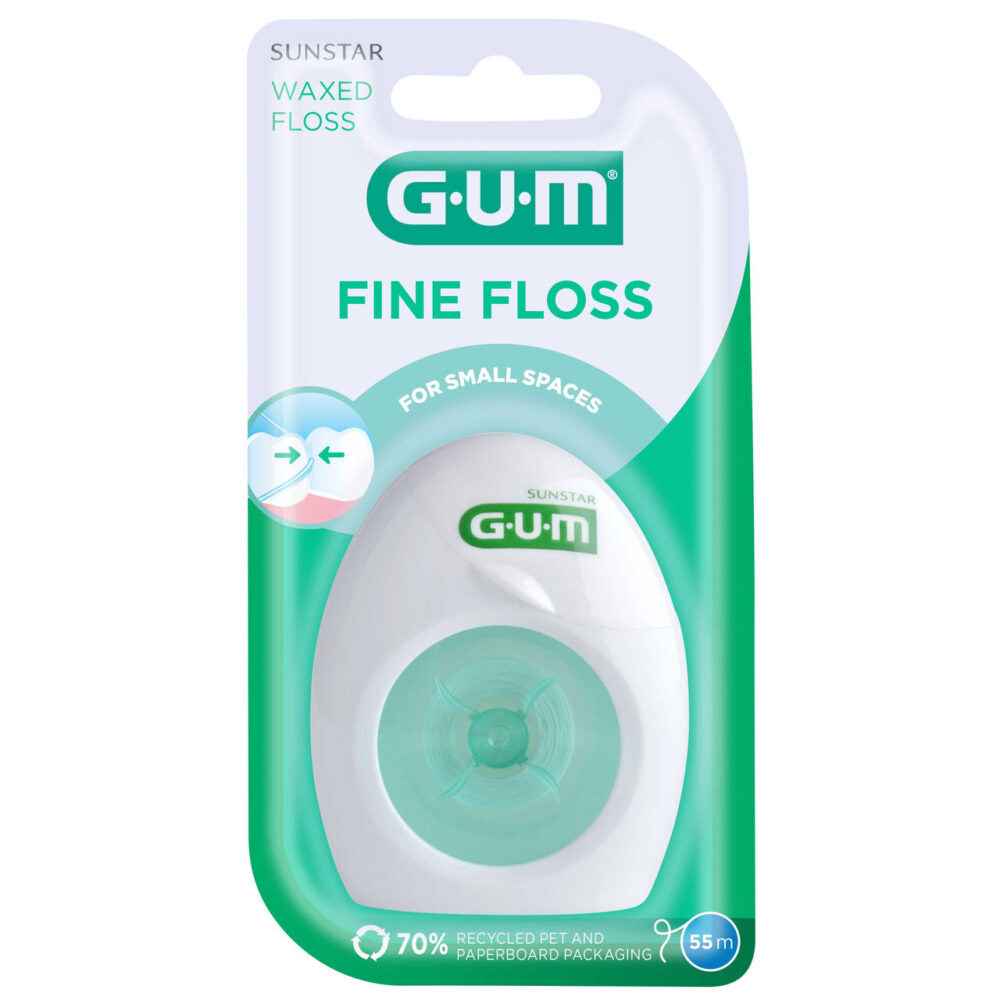 Gum fil dentaire fine floss cylindrique ciré 55 mètres 1555