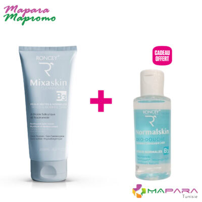 Roncey mixaskin gel nettoyant peaux normales à mixtes 200ml + deo douche normale skin peau normal 50ml (offert)