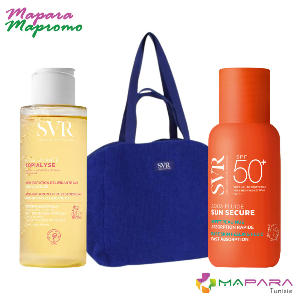 Svr sun secure aqua fluide spf50+ 50ml + topialyse huile lavante 100ml (offert)