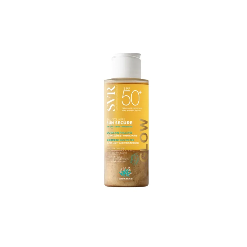 Svr sun secure glow eau solaire pailletée spf50+ 100ml