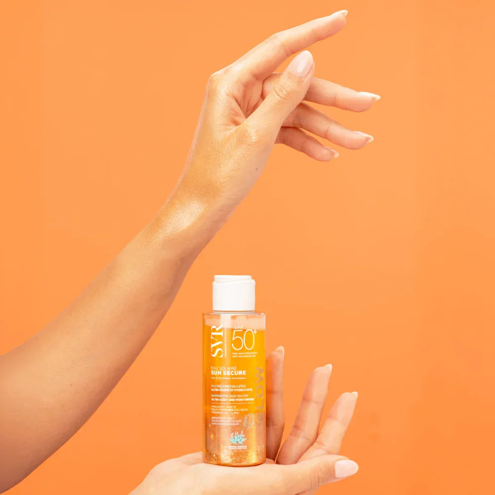 Svr sun secure glow eau solaire pailletée spf50+ 100ml