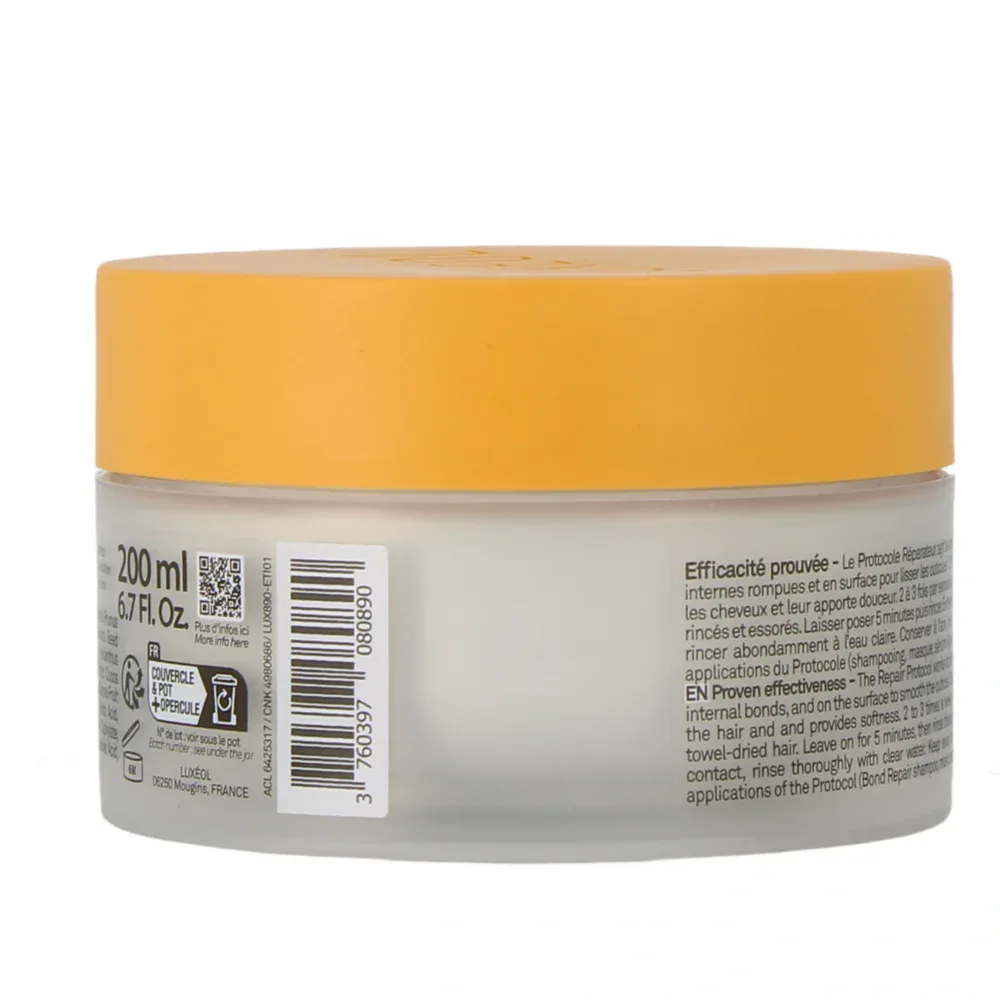 Luxéol masque réparateur moléculaire cheveux abîmés fragilisés ou décolorés 200ml