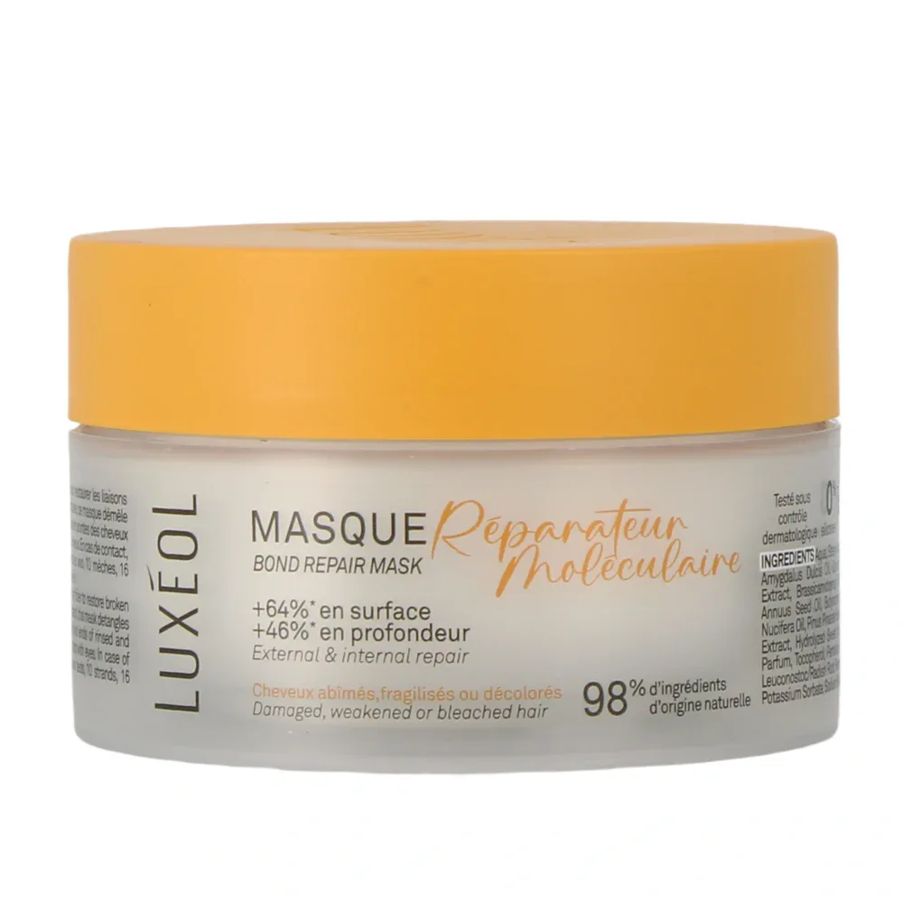 Luxéol masque réparateur moléculaire cheveux abîmés fragilisés ou décolorés 200ml