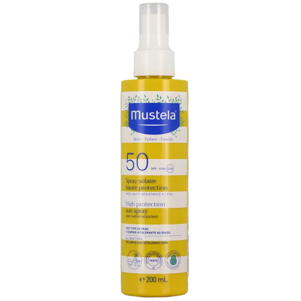 Mustela spray solaire haute protection bébé-enfant-famille spf50 200ml