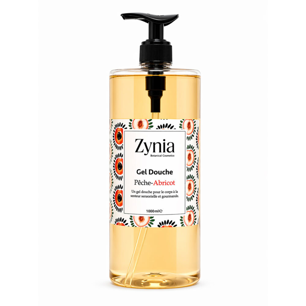 Zynia gel douche pêche abricot 1l