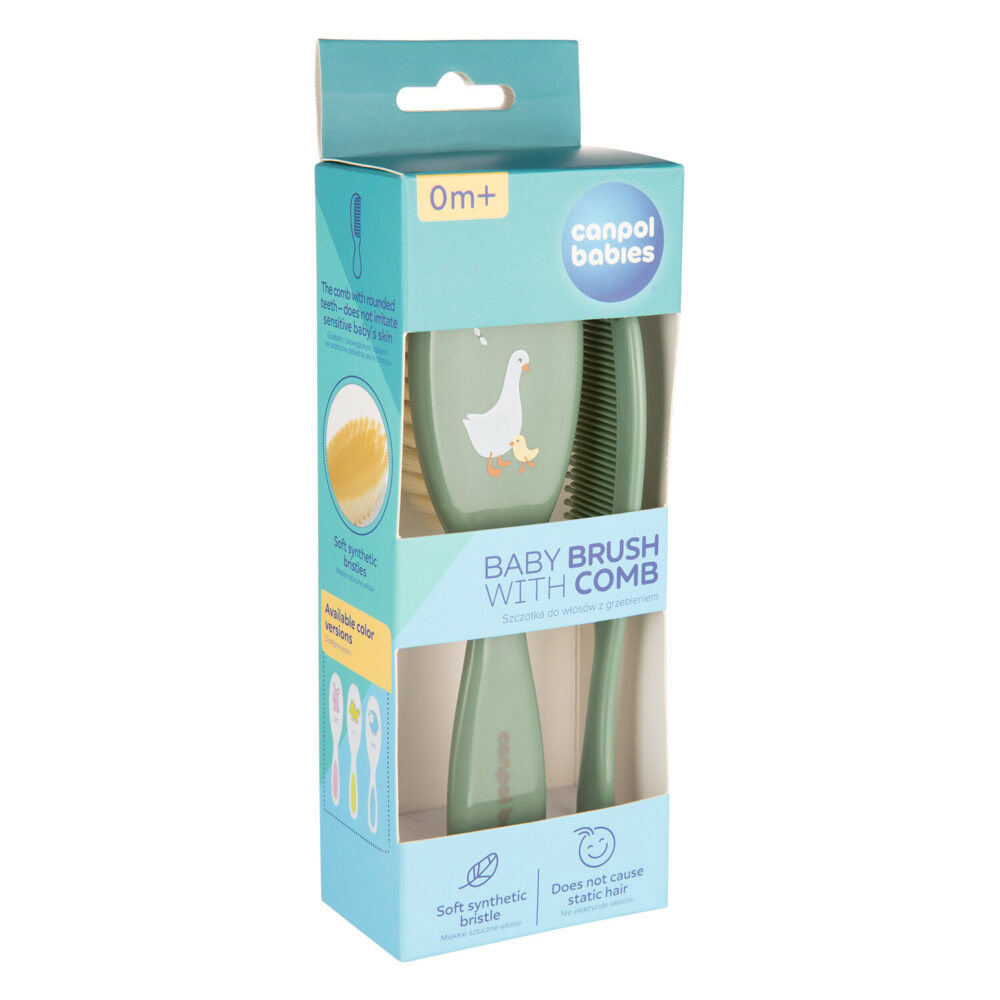 Canpol brosse et peigne pour bébés à poils doux, couleur oie 2/417
