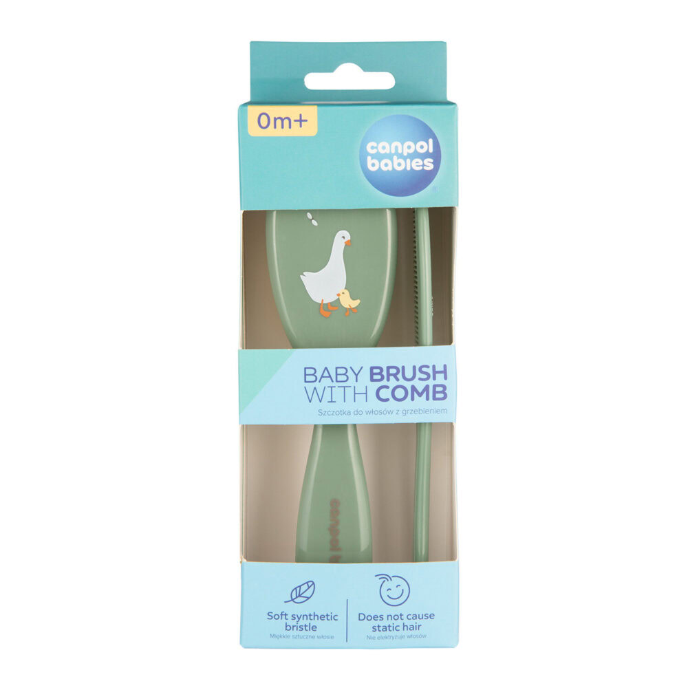 Canpol brosse et peigne pour bébés à poils doux, couleur oie 2/417