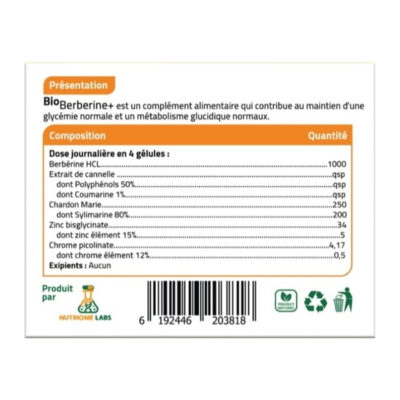 Bio Berberine+ Controle du Diabete 60 gelules